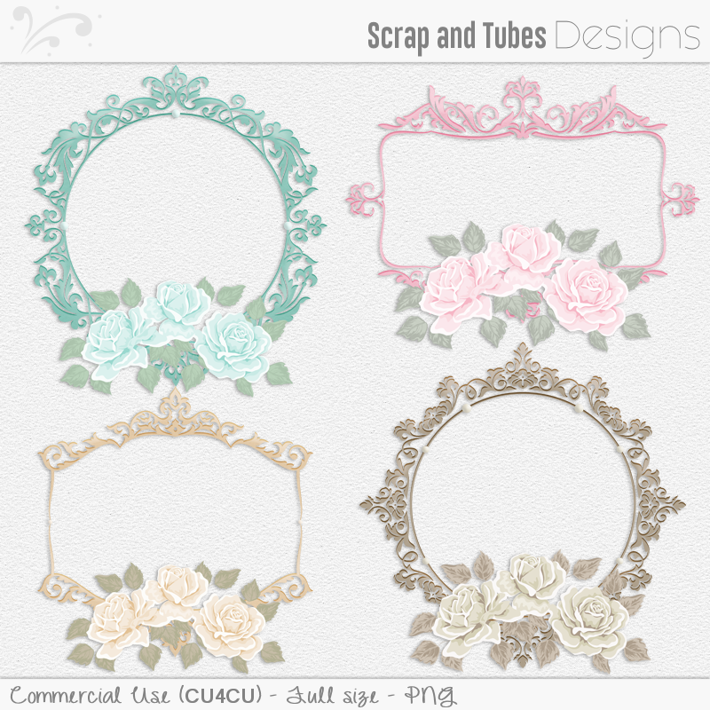 Vintage Roses Frames Clipart - Click Image to Close